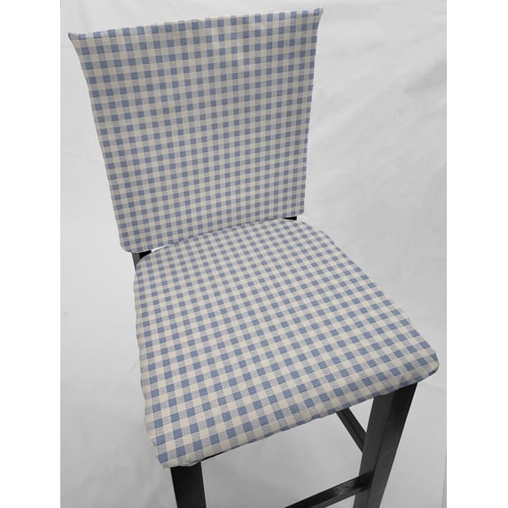 Checked Gingham Dining Room Chair Back Covers or Seat Covers by Penny's Needful Things (Both Chair Back & Seat Cover) (20 W x 17 H CHAIR BACK) (Light Blue)