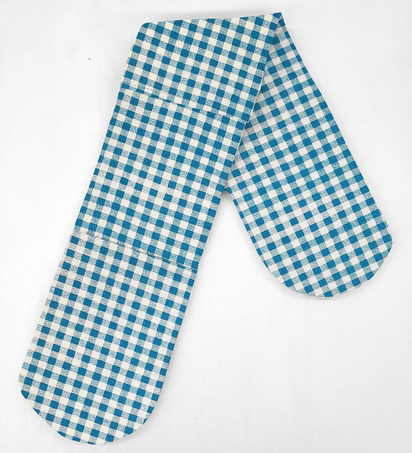 Checked Gingham Double Oven Mitt by Penny's Needful Things (Blue Turquoise)