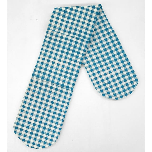 Checked Gingham Double Oven Mitt by Penny's Needful Things (Blue Turquoise)