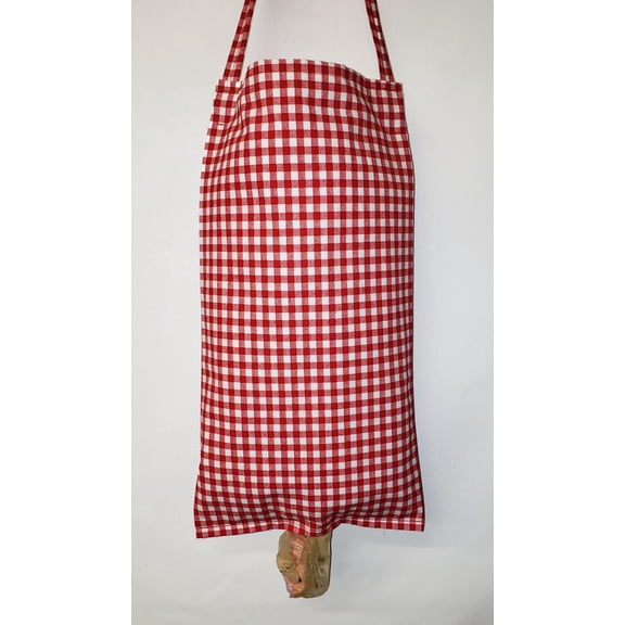 Checked Gingham Grocery Plastic Shopping Bag Holder by Penny's Needful Things (Red)