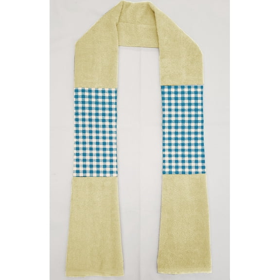 Checked Gingham Kitchen Towel Boa / Scarf by Penny's Needful Things (Towel Color: Yellow) (Blue Turquoise)
