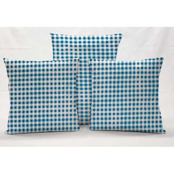 Checked Gingham Pillowcase / Pillow Cover by Penny's Needful Things (12 x 16) (Blue Turquoise)