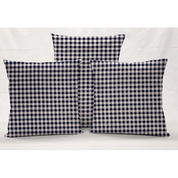 Checked Gingham Pillowcase / Pillow Cover by Penny's Needful Things (16 x 16) (Navy Blue)