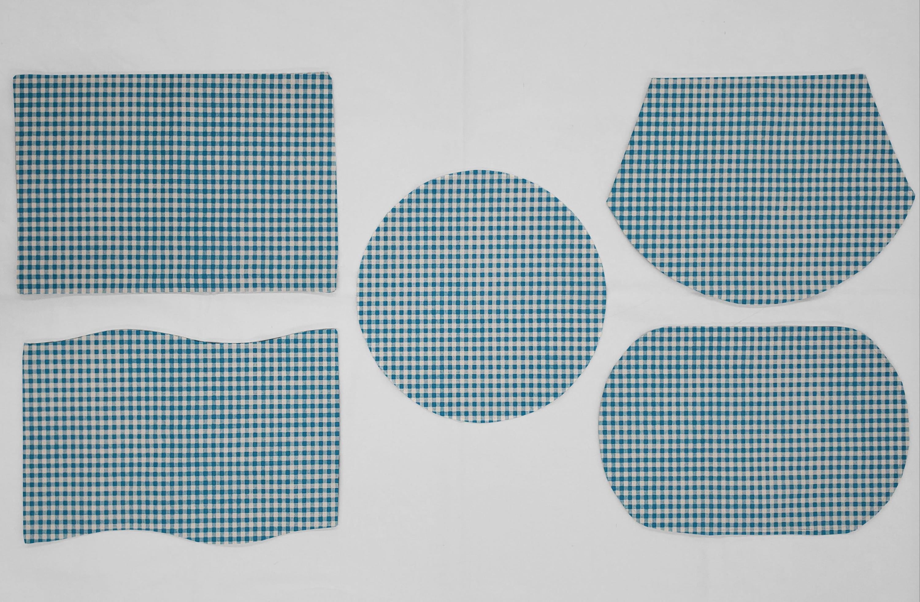 Checked Gingham Placemats by Penny's Needful Things (Oval - Set of 2) (Blue Turquoise)