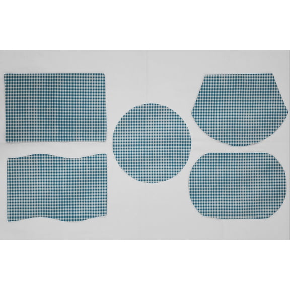 Checked Gingham Placemats by Penny's Needful Things (Oval - Set of 2) (Blue Turquoise)