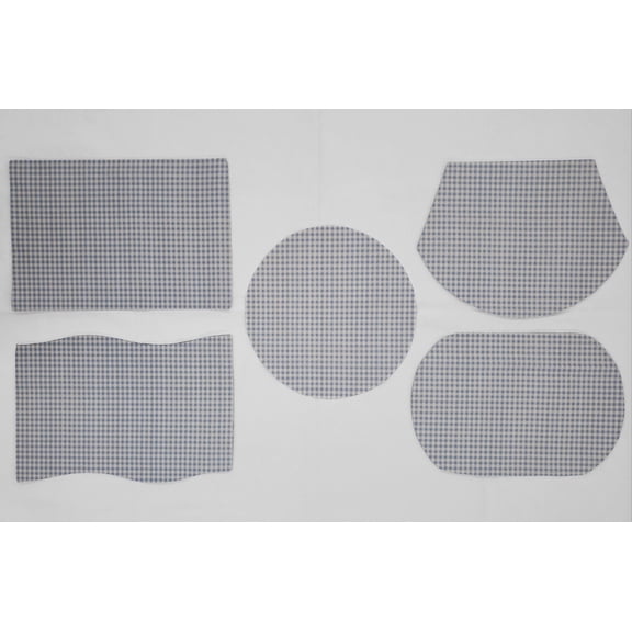 Checked Gingham Placemats by Penny's Needful Things (Oval - Set of 4) (Light Blue)