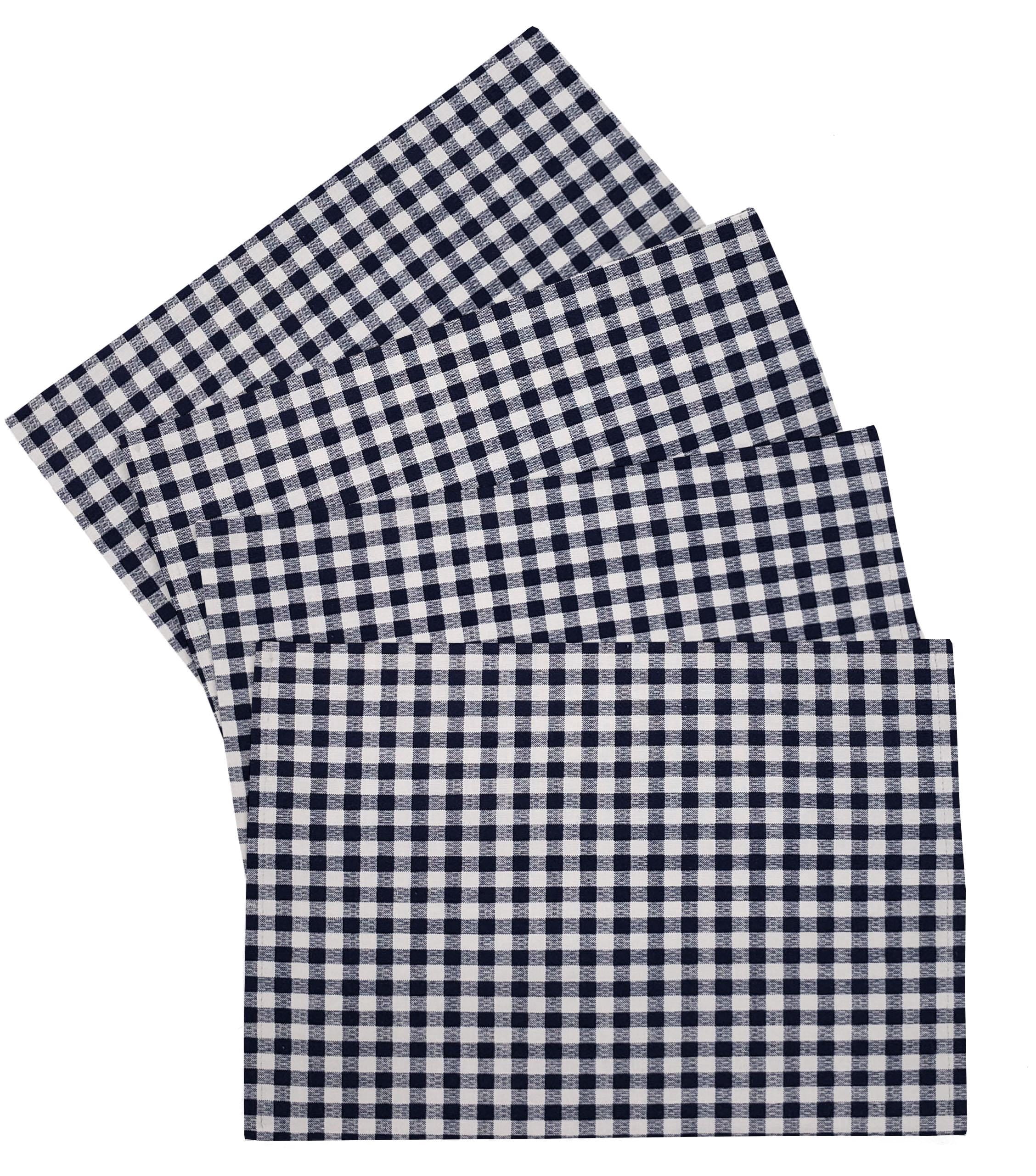 Checked Gingham Placemats by Penny's Needful Things (Rectangle - Set of 6) (Navy Blue)