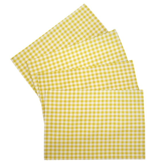 Checked Gingham Placemats by Penny's Needful Things (Rectangle - Set of 6) (Yellow)
