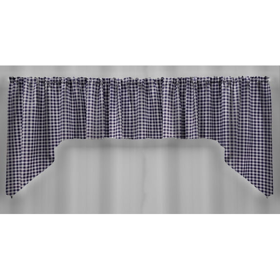 Checked Gingham Swag Panels by Penny's Needful Things (Set of 2) 24 Inch Long Swag Panels UNLINED (Purple)