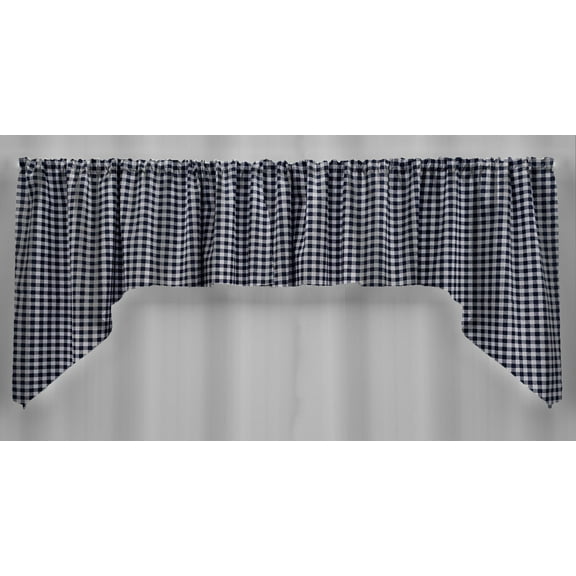 Checked Gingham Swag Panels by Penny's Needful Things (Set of 2) 36 Inch Long Swag Panels LINED (Navy Blue)