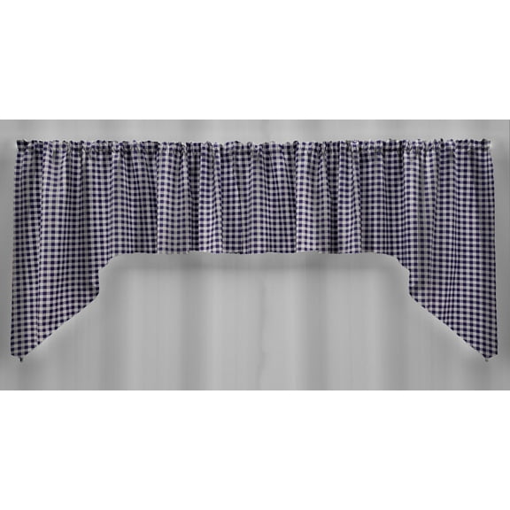 Checked Gingham Swag Panels by Penny's Needful Things (Set of 2) 36 Inch Long Swag Panels UNLINED (Purple)