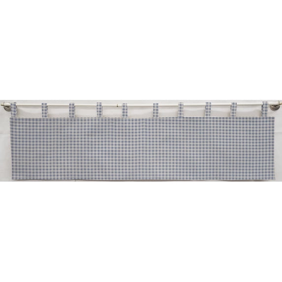 Checked Gingham Tab Top Valances by Penny's Needful Things (Lined) (18 Inch Two Valance Panels) (Light Blue)