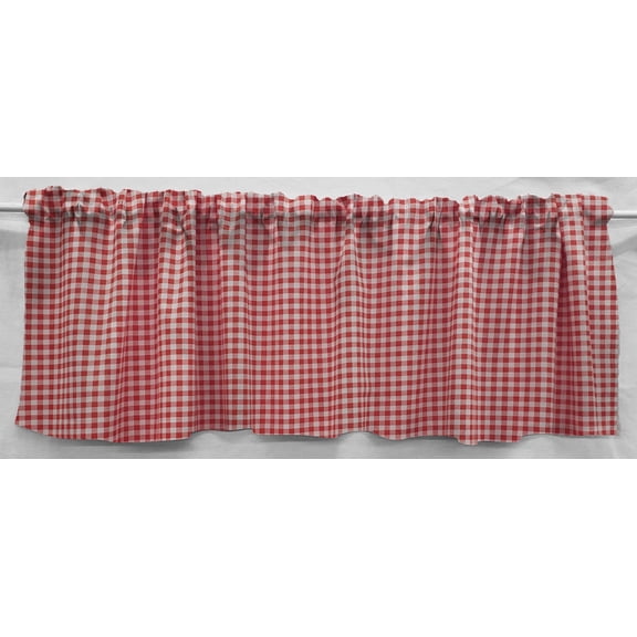 Checked Gingham Valance by Penny's Needful Things (One Valance Panel 12 inches Long UNLINED) (Red)