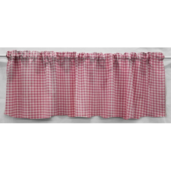 Checked Gingham Valance by Penny's Needful Things (One Valance Panel 15 inches Long LINED) (Pink)