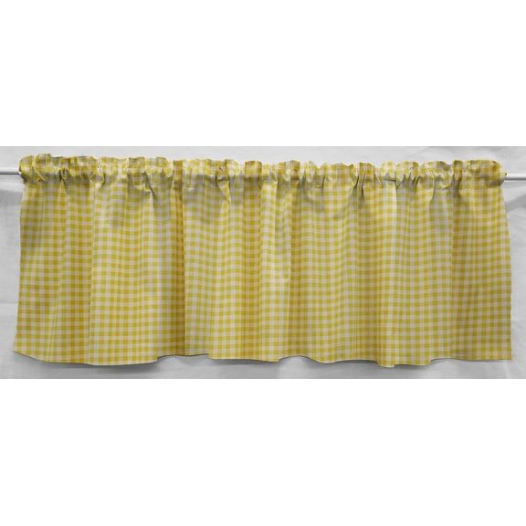 Checked Gingham Valances by Penny's Needful Things (Two Valance Panels 12 inches Long LINED) (Yellow)