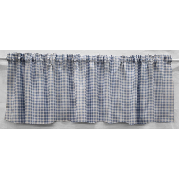 Checked Gingham Valances by Penny's Needful Things (Two Valance Panels 15 inches Long LINED) (Light Blue)