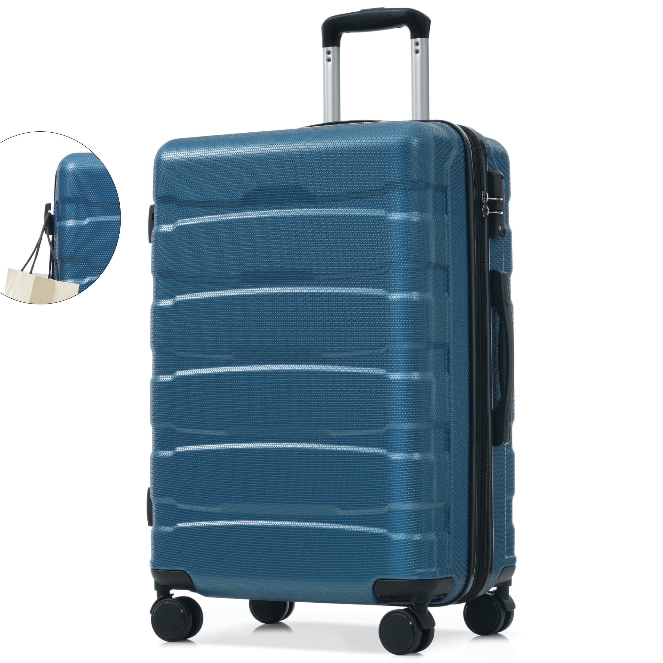Checked Luggage, Hard-Shell Suitcase with Spinner Wheels, Travel Bag, Expandable Foldable Luggage, 24 Lnch Large Suitcase with Lightweight PC Hard Shell, Aluminum Frame, TSA Lock