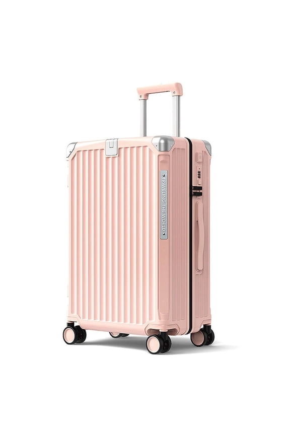 Checked Luggage Suitcase with Dual 360°Spinner Wheels PC ABS Hardside with TSA Lock with Premium Zipper 28 Inch Pink