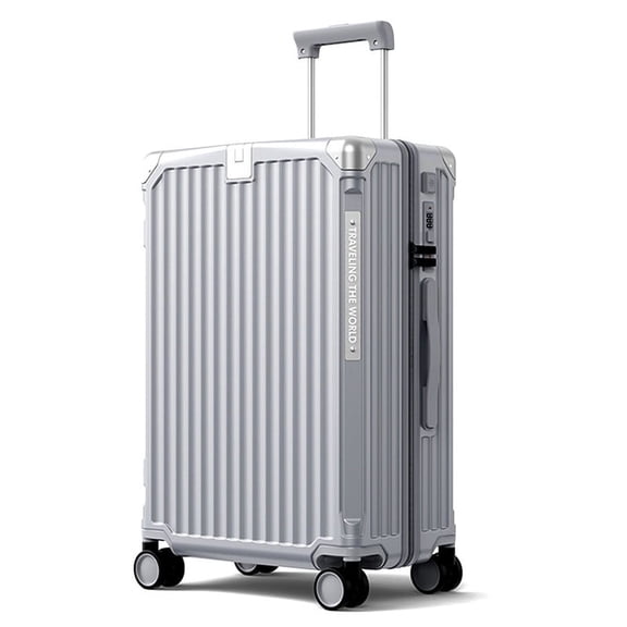 Checked Luggage Suitcase with Dual 360°Spinner Wheels PC ABS Hardside with TSA Lock with Premium Zipper 28 Inch Silver