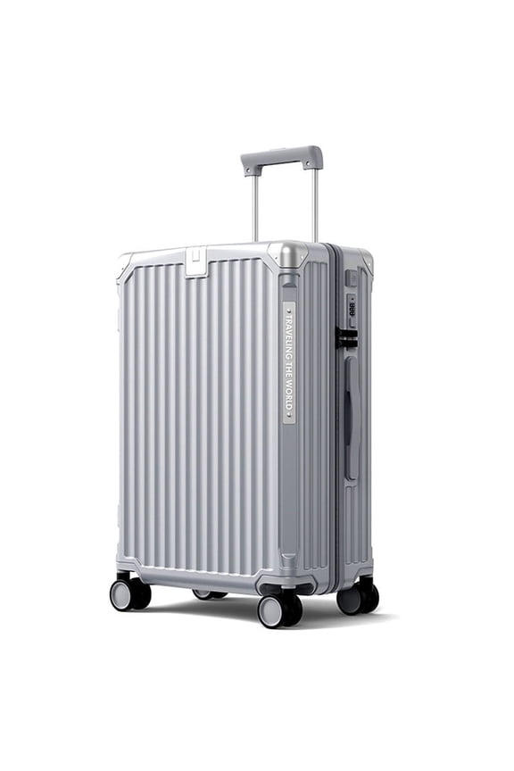 Checked Luggage Suitcase with Dual 360°Spinner Wheels PC ABS Hardside with TSA Lock with Premium Zipper 28 Inch Silver