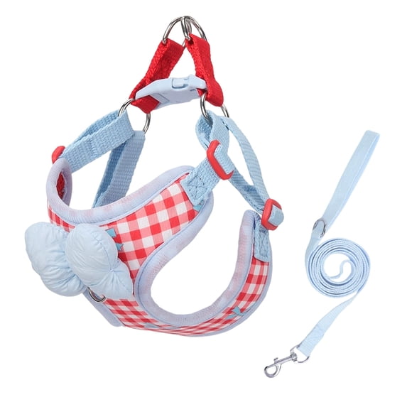 Checked Pet Strap and Leash Set Breathable Mesh Vests with Adjustable Straps Suitable for Small and Medium Cats and Dogs