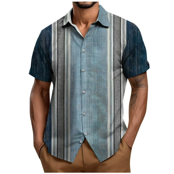 Checked Polo Shirts For Mens Lapel Short Sleeve Tops Front Button Blouses Ultra Soft Athletic Stretch Shirts Comfort Casual Shirts Gym Traning Track Joggers Blouses