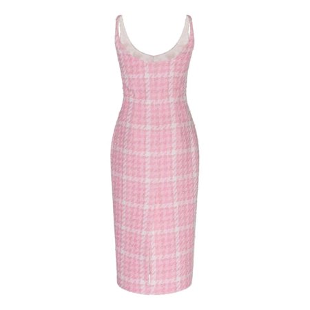Checked Tweed Midi Dress