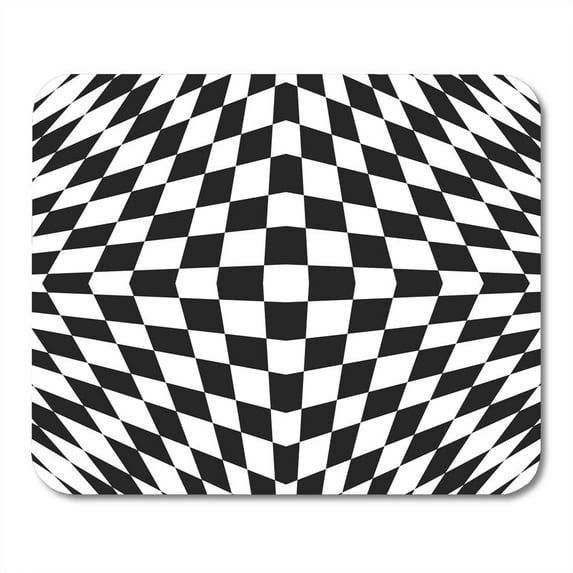 Checker Black and White Geometric Checkered Abstract with Shapes 3D Optical Effect Distorted Chessboard Mousepad Mouse Pad Mouse Mat 9x10 inch