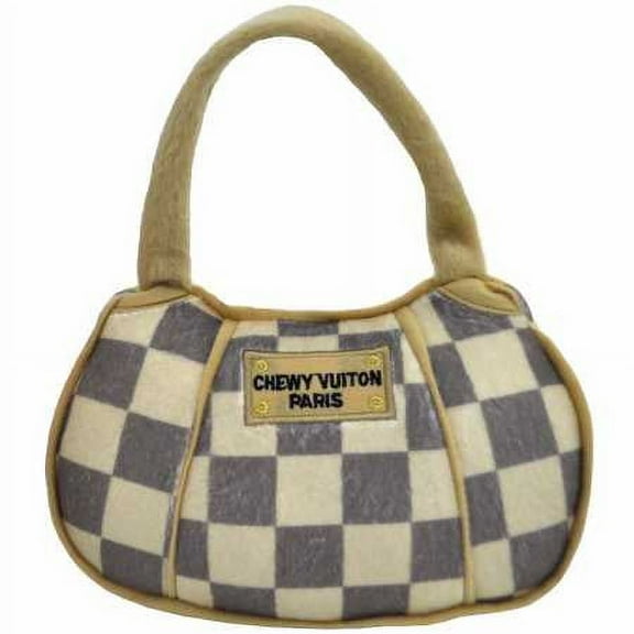Haute Diggity Dog Checker Chewy Vuiton Handbag, Plush Dog Toy with, Machine-Washable, for All Breeds, Size Medium