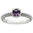 thumbnail image 1 of Checker-Cut Amethyst Sterling Silver Antiqued Ring, 1 of 5