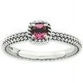 thumbnail image 1 of Checker-Cut Pink Tourmaline Sterling Silver Ring, 1 of 5