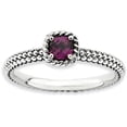 thumbnail image 1 of Checker-Cut Rhodolite Garnet Sterling Silver Ring, 1 of 7