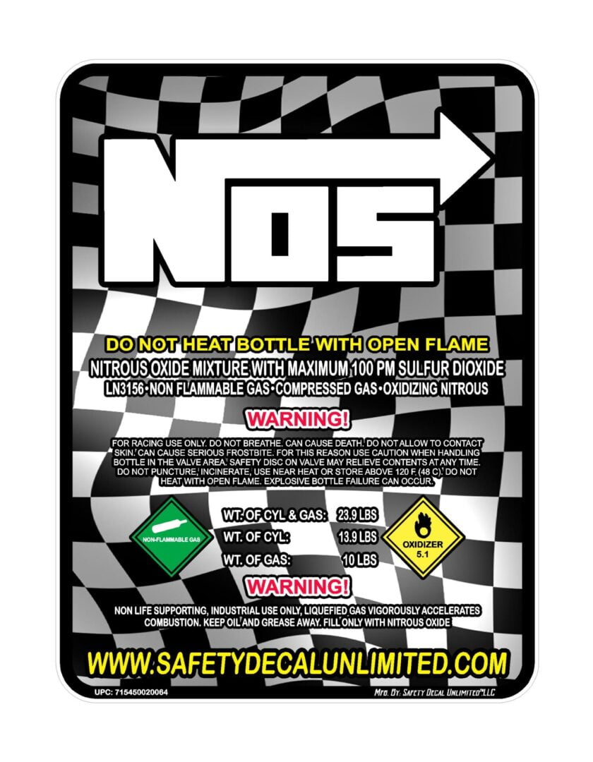 Checker Flag NX NOS NO Racing Nitrous Oxide Bottle Replacement Refill