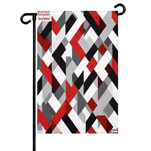 Checker Pattern Garden Flag 12x18 Inch Abstract Red Black Seamless Stitching Double Sided Small Decorative Garden Flags for Outside, Outdoor Yard Porch Lawn Decoration