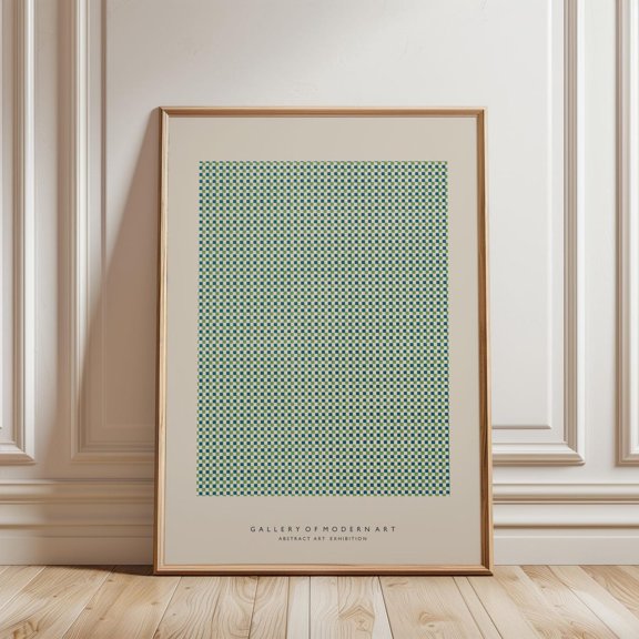 Checker Pattern Green Blue Textile Wall Decor Unframed Paper Print