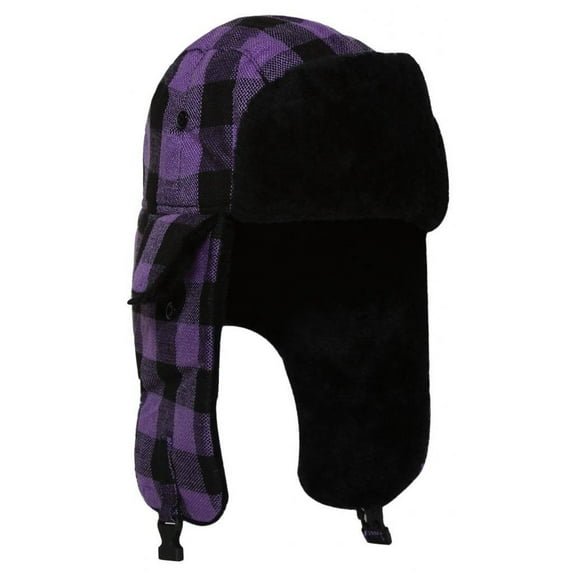 Checker Pattern Trooper Hat - Purple/Black