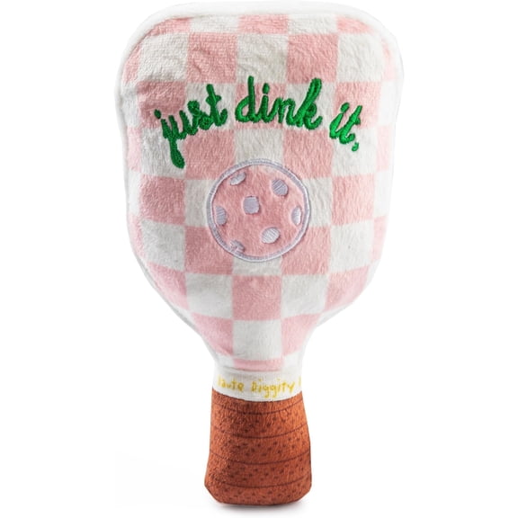 Checker Pickleball Paddle, Plush Trendy Sporty   with Interactive Squeaker,  Pet Enrichment, Machine-Washable & Safe Materials for  Breeds, One Size