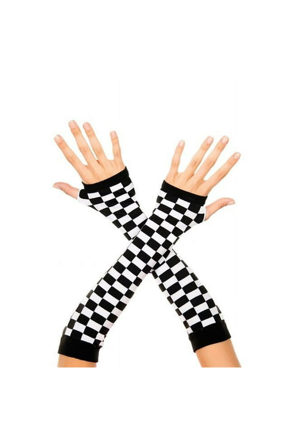 Checker board arm warmers 494-BLACK-WHITE