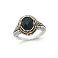 thumbnail image 1 of CheckerBoard Cut Black Onyx Ring in Antiqued Sterling Silver with 14K Gold Accent for Women, 1 of 6