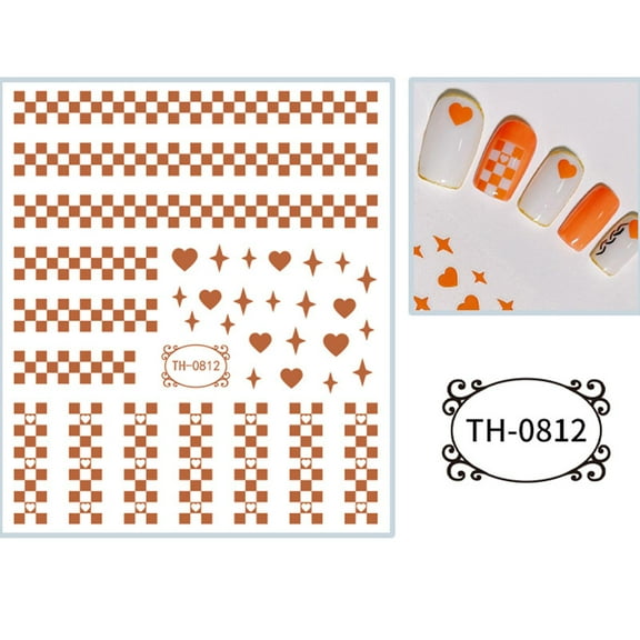 Checkerboard 3d Nail Stickers Geometry Plaid Nail Art Decor Adhesive Nail Foils
