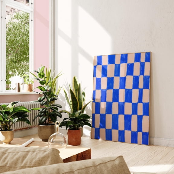 Checkerboard Acrylic Colorful Geometric Wall Art, Stretched Canvas 8x10in