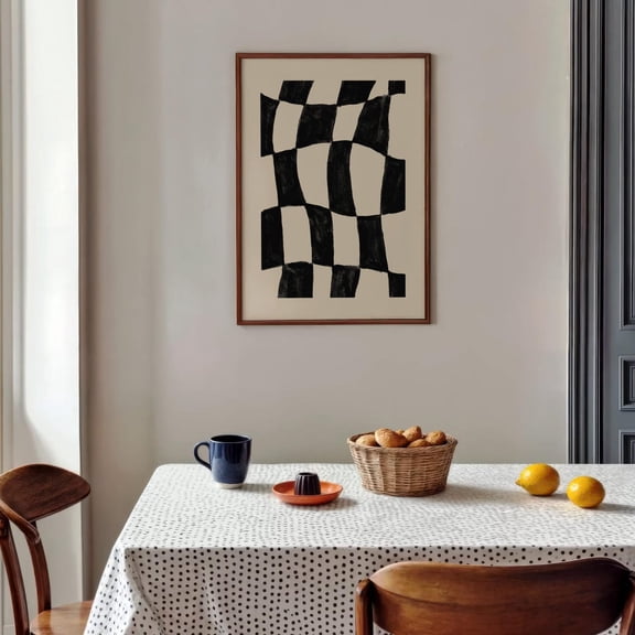 Checkerboard Art Poster Black And White Geometric Grid, 24x36 UNFRAMED