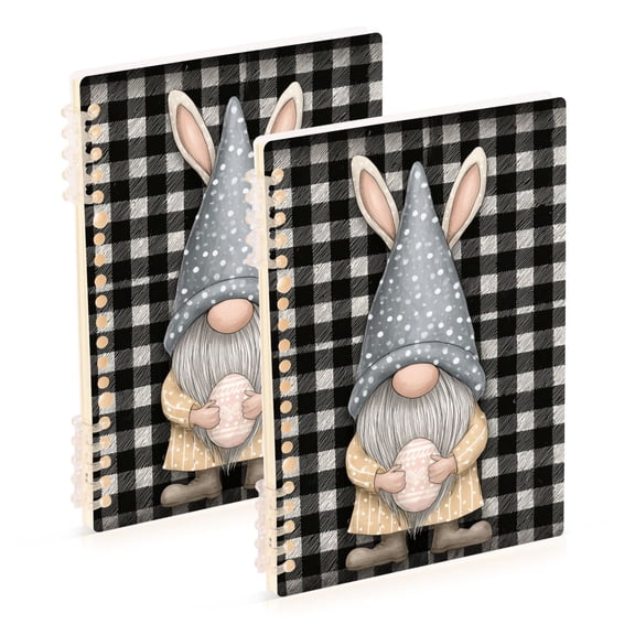Checkerboard Background Gnome with Easter Eggs Notebook Detachable Coil Notebook Diary Plan Book A5 Size 60 Pages 1 Pack
