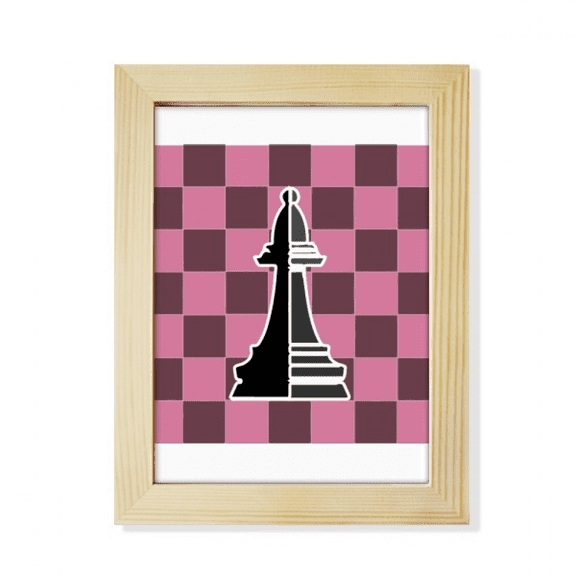 Checkerboard Bishop Black Word Chess Desktop Adorn Photo Frame Display Art Painting Wooden