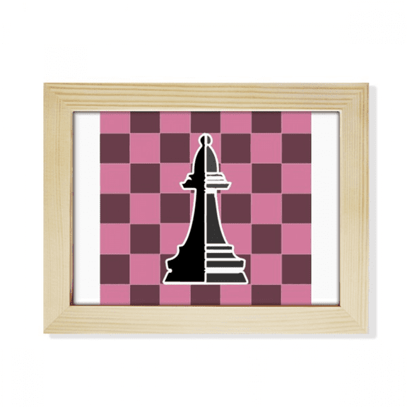 Checkerboard Bishop Black Word Chess Desktop Photo Frame Picture Art Decoration Painting 6x8 inch