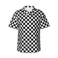thumbnail image 1 of Checkerboard-Black & White Hawaiian Shirts For Men, Summer Short-Sleeve Relaxed-Fit Button-Down Shirts Large, 1 of 9