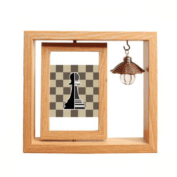 Checkerboard  Black Word Chess Wooden Rotating Picture Photo Frame 4x6