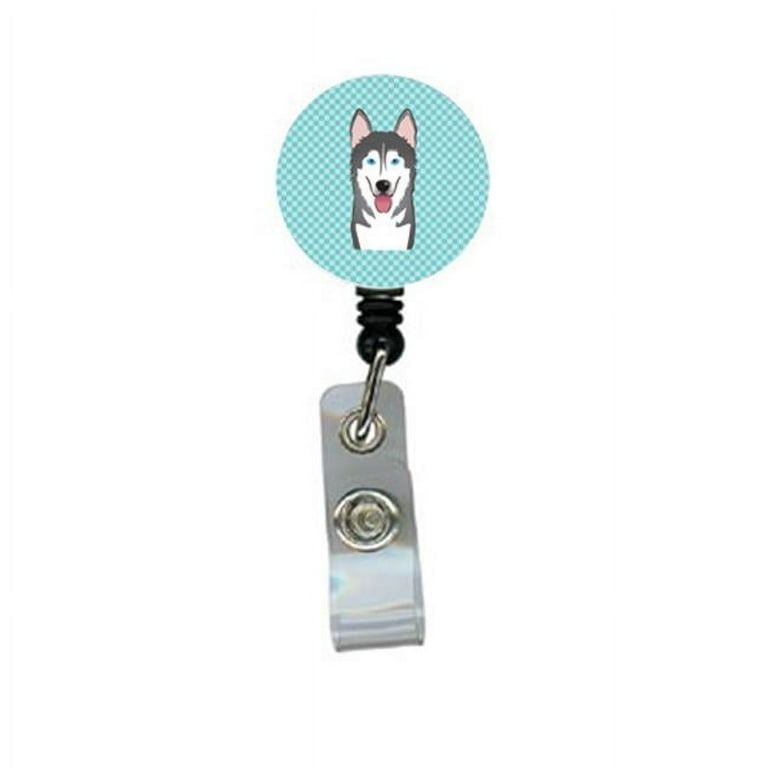 国内最安値! Checkerboard Blue Reel Badge Retractable Malamute Alaskan 事務用品