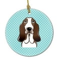 thumbnail image 1 of Checkerboard Blue Basset Hound Ceramic Ornament, 1 of 2