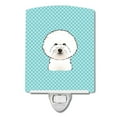 thumbnail image 1 of Checkerboard Blue Bichon Frise Ceramic Night Light, 1 of 2